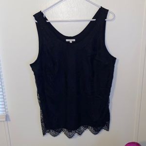 Maurices Black Scalloped Lace Tank Top with Lining Size 0